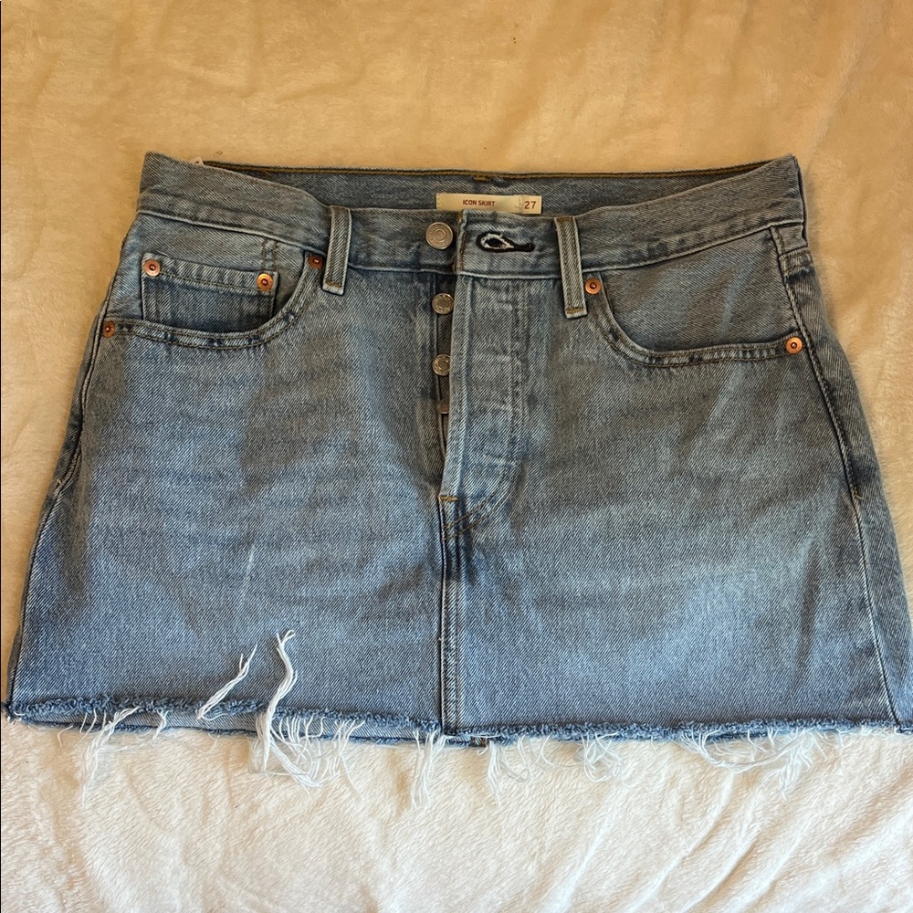 Levi's Light Blue Denim Skirt with Raw Hem